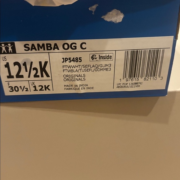 Adidas Samba OG Toddler Kids Sneakers - White and Light Blue - Picture 6 of 9